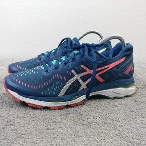 Asics Gel Kayano 23 Womens Size 8 Running Shoes Low Top Blue Pink Sneakers